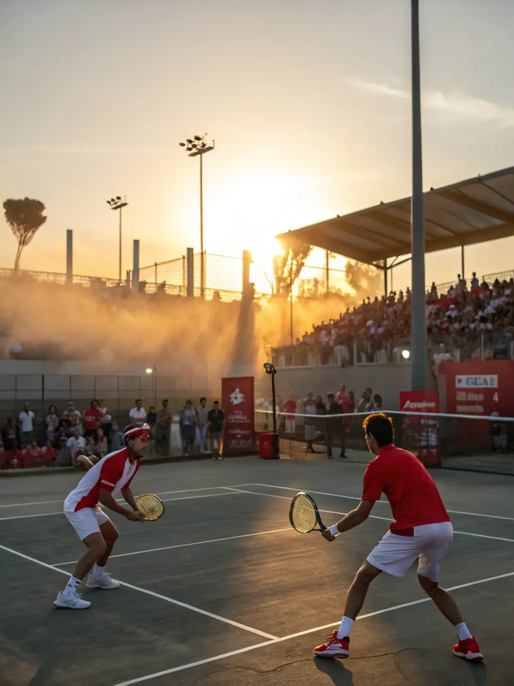 A tennis match in progress at TCMT, showcasing players applying their skills and strategies in a competitive environment.
